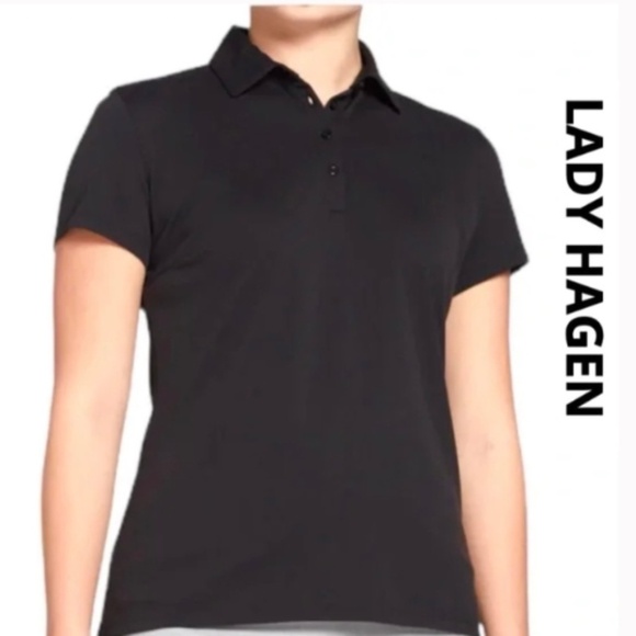 Lady Hagen Tops - Lady Hagen Dark Navy button Polo, L, CB2570